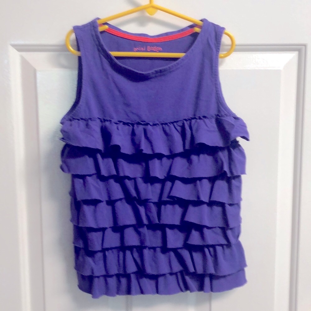 Mini Boden purple ruffle top 11/12